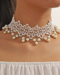 Blanc — franges de perles